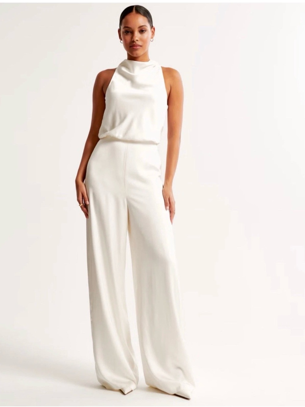 NWT Never Worn Abercrombie & Fitch White Draped Sleeveless Jumpsuit -M Tall